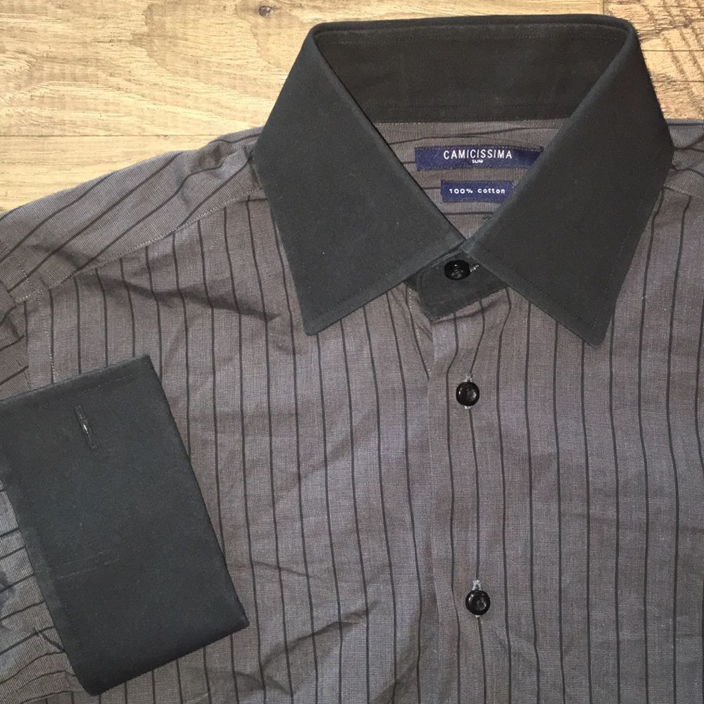 Camicissima Black Collar French Cuff Dress shirt S
